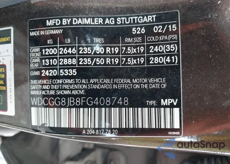 2015 Mercedes-Benz Glk 350 4Matic из США, поврежденный, VIN WDCGG8JB8FG408748